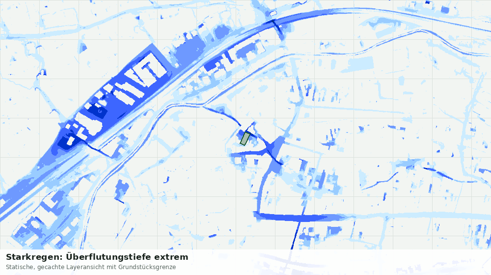 Statische Kartenansicht: Starkregen: Überflutungstiefe extrem
