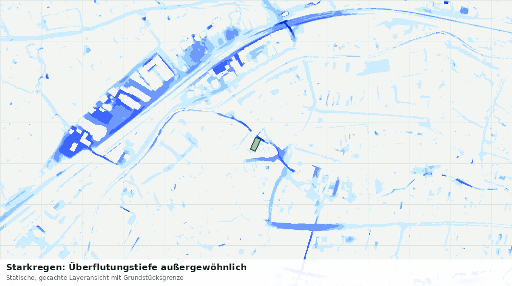Statische Kartenansicht: Starkregen: Überflutungstiefe außergewöhnlich