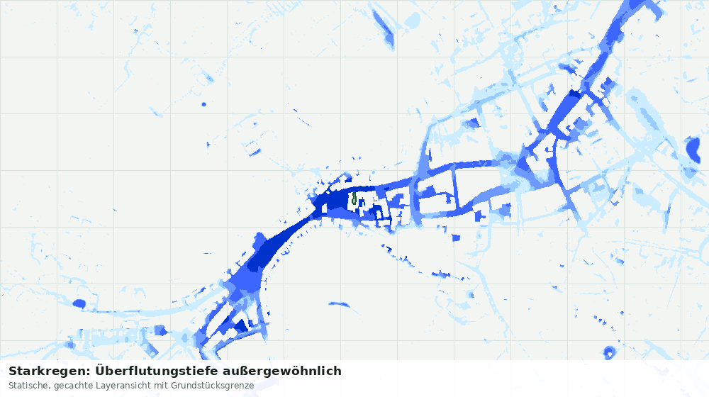 Statische Kartenansicht: Starkregen: Überflutungstiefe außergewöhnlich