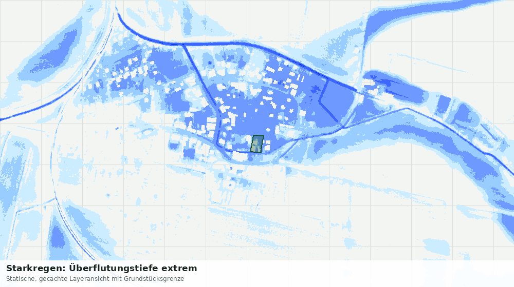 Statische Kartenansicht: Starkregen: Überflutungstiefe extrem