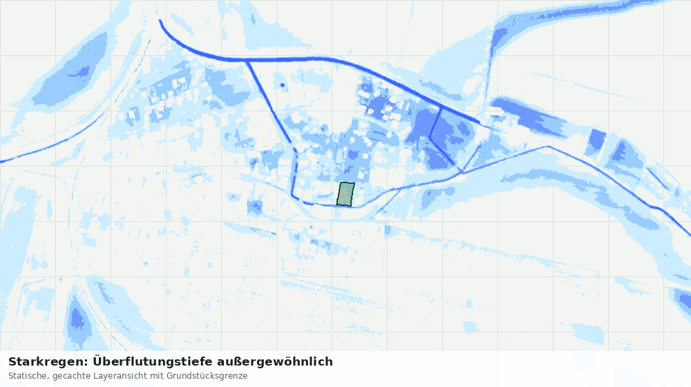 Statische Kartenansicht: Starkregen: Überflutungstiefe außergewöhnlich