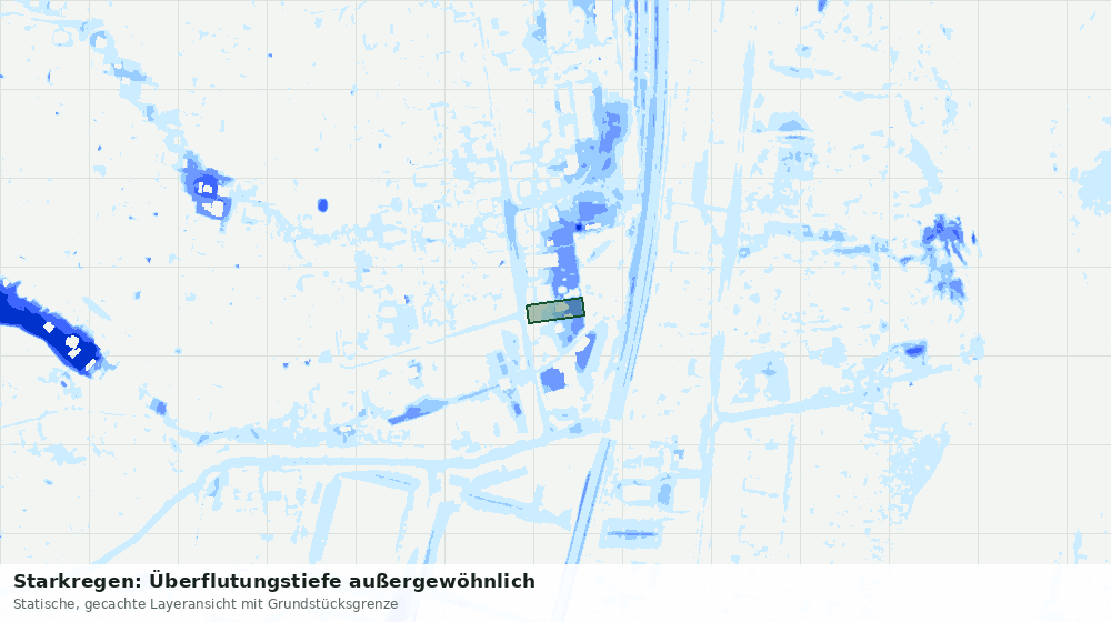 Statische Kartenansicht: Starkregen: Überflutungstiefe außergewöhnlich