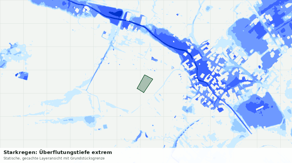 Statische Kartenansicht: Starkregen: Überflutungstiefe extrem