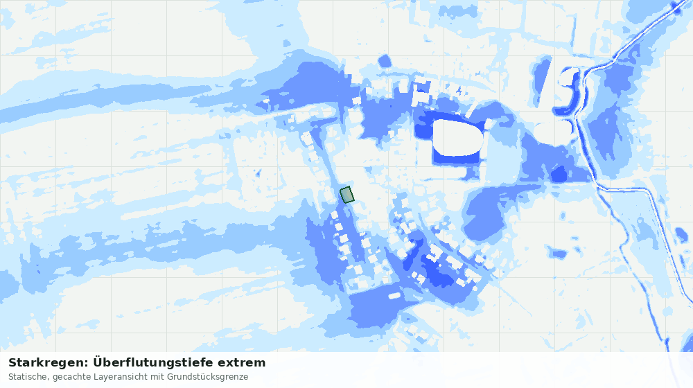 Statische Kartenansicht: Starkregen: Überflutungstiefe extrem