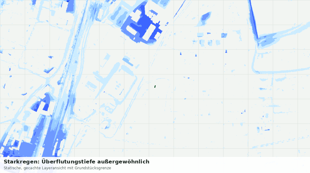 Statische Kartenansicht: Starkregen: Überflutungstiefe außergewöhnlich