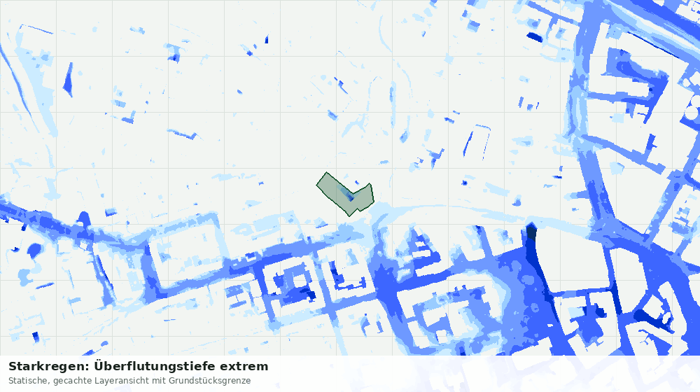 Statische Kartenansicht: Starkregen: Überflutungstiefe extrem