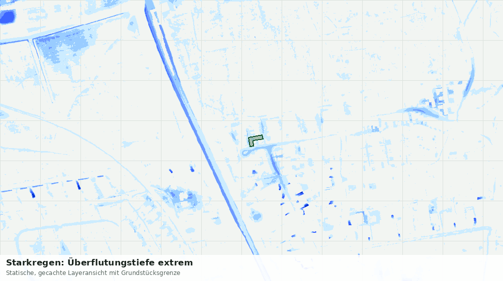 Statische Kartenansicht: Starkregen: Überflutungstiefe extrem