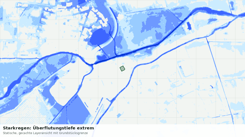 Statische Kartenansicht: Starkregen: Überflutungstiefe extrem