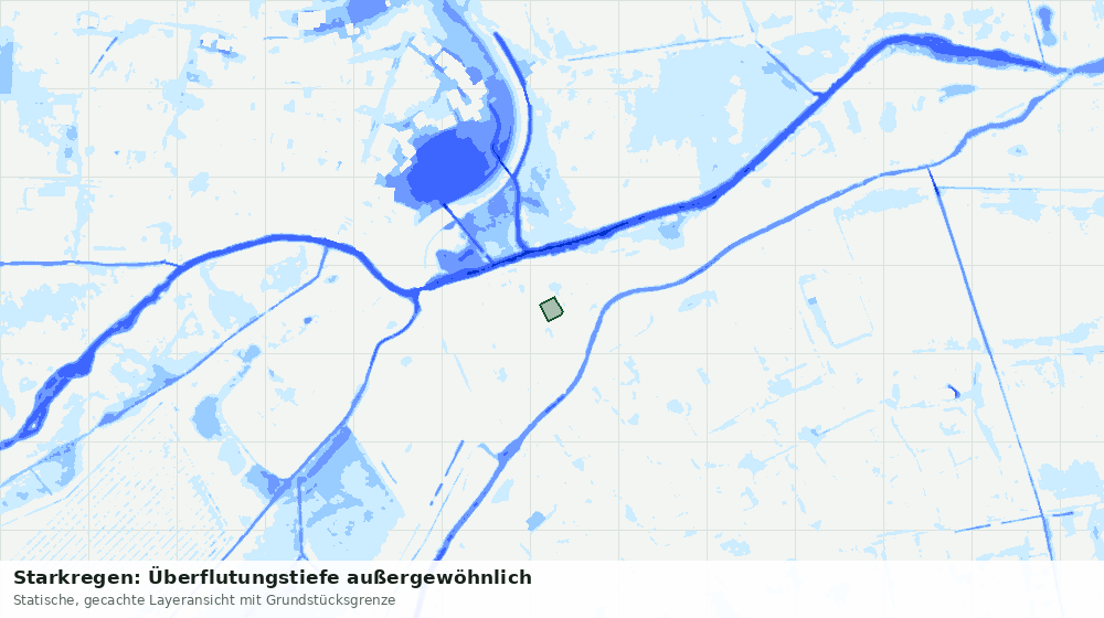 Statische Kartenansicht: Starkregen: Überflutungstiefe außergewöhnlich