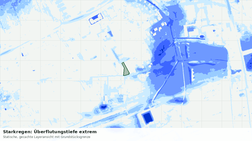 Statische Kartenansicht: Starkregen: Überflutungstiefe extrem
