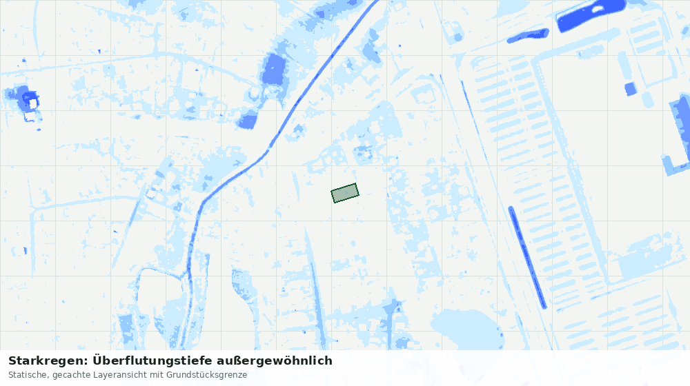 Statische Kartenansicht: Starkregen: Überflutungstiefe außergewöhnlich
