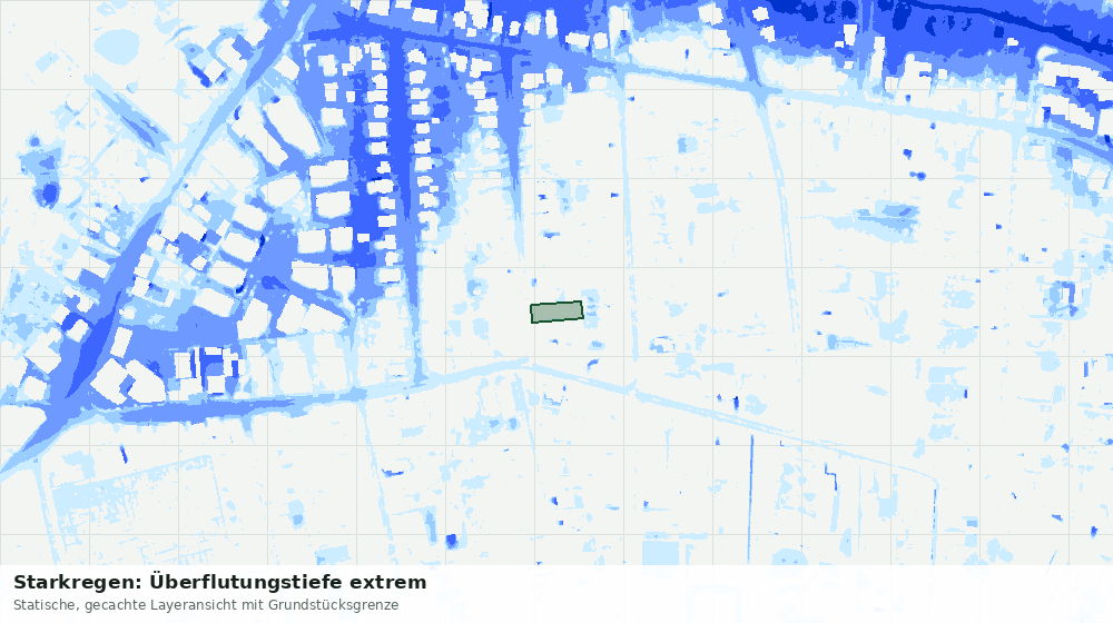 Statische Kartenansicht: Starkregen: Überflutungstiefe extrem