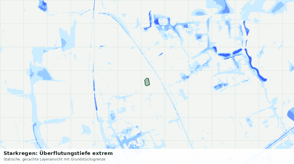 Statische Kartenansicht: Starkregen: Überflutungstiefe extrem