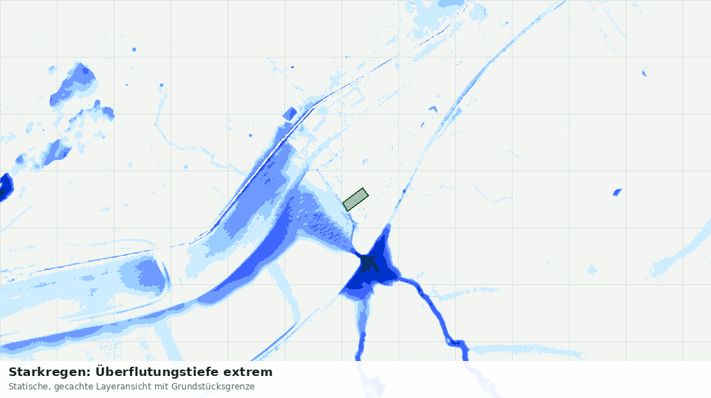 Statische Kartenansicht: Starkregen: Überflutungstiefe extrem