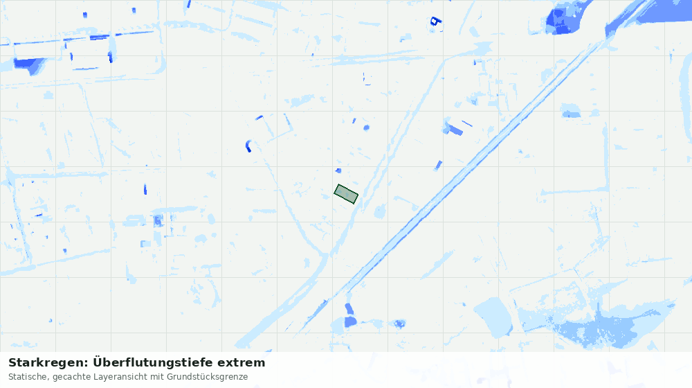 Statische Kartenansicht: Starkregen: Überflutungstiefe extrem