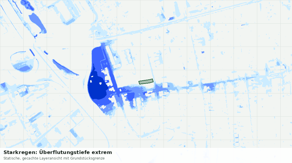 Statische Kartenansicht: Starkregen: Überflutungstiefe extrem