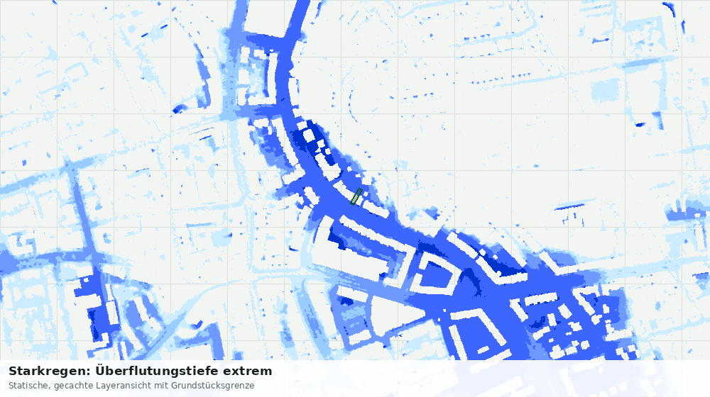 Statische Kartenansicht: Starkregen: Überflutungstiefe extrem