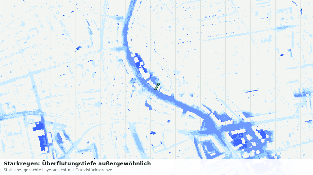 Statische Kartenansicht: Starkregen: Überflutungstiefe außergewöhnlich