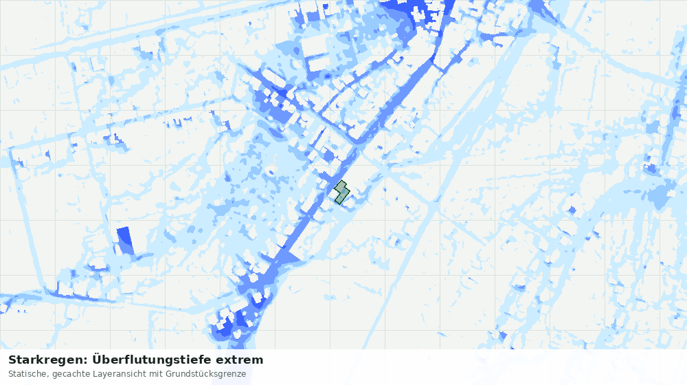 Statische Kartenansicht: Starkregen: Überflutungstiefe extrem