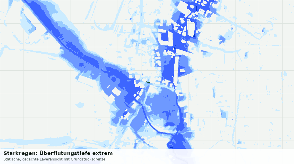 Statische Kartenansicht: Starkregen: Überflutungstiefe extrem