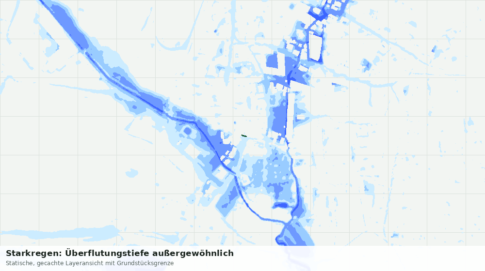 Statische Kartenansicht: Starkregen: Überflutungstiefe außergewöhnlich
