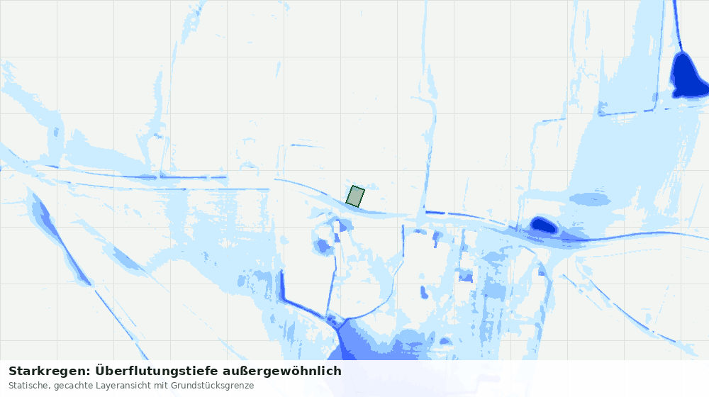 Statische Kartenansicht: Starkregen: Überflutungstiefe außergewöhnlich