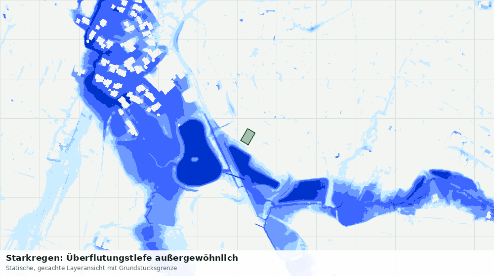 Statische Kartenansicht: Starkregen: Überflutungstiefe außergewöhnlich