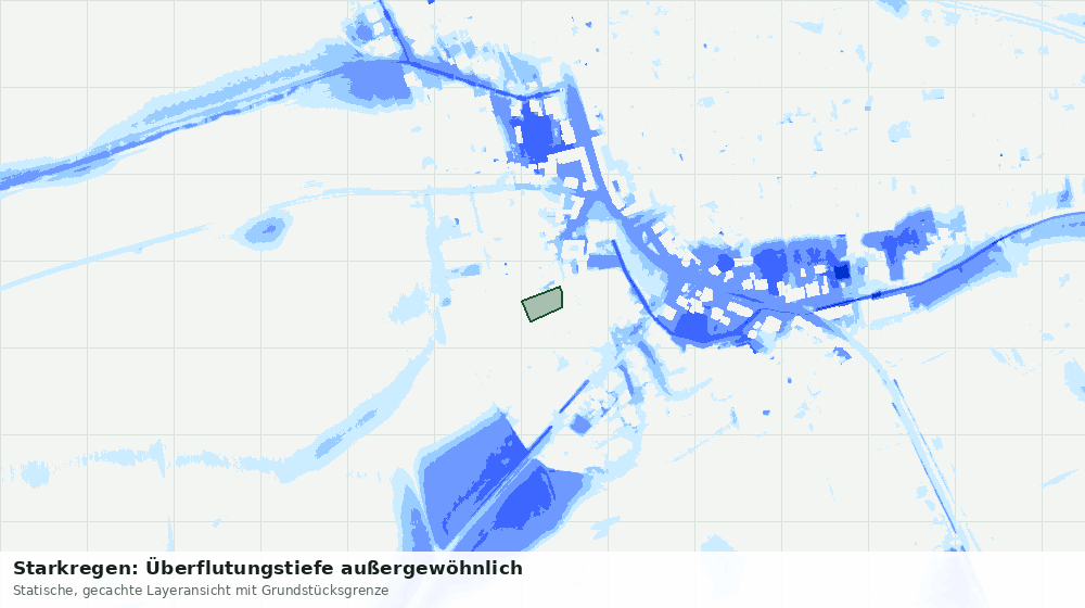 Statische Kartenansicht: Starkregen: Überflutungstiefe außergewöhnlich