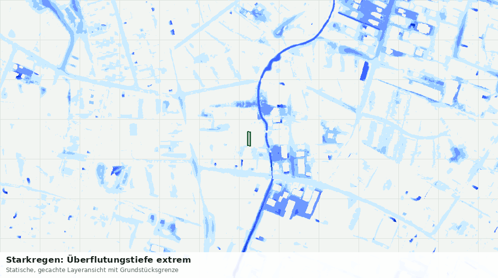 Statische Kartenansicht: Starkregen: Überflutungstiefe extrem