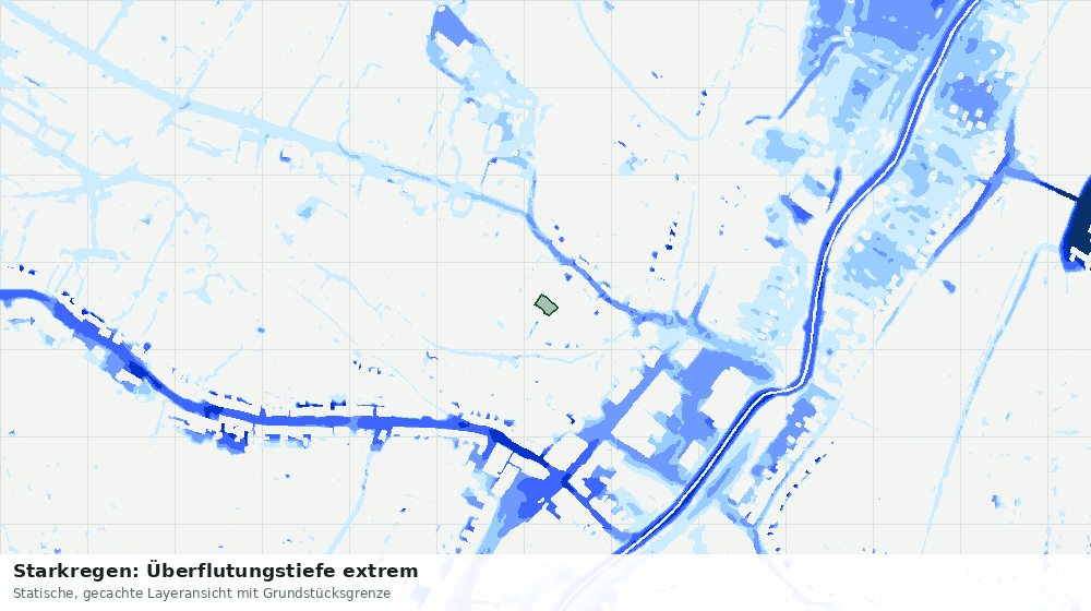 Statische Kartenansicht: Starkregen: Überflutungstiefe extrem