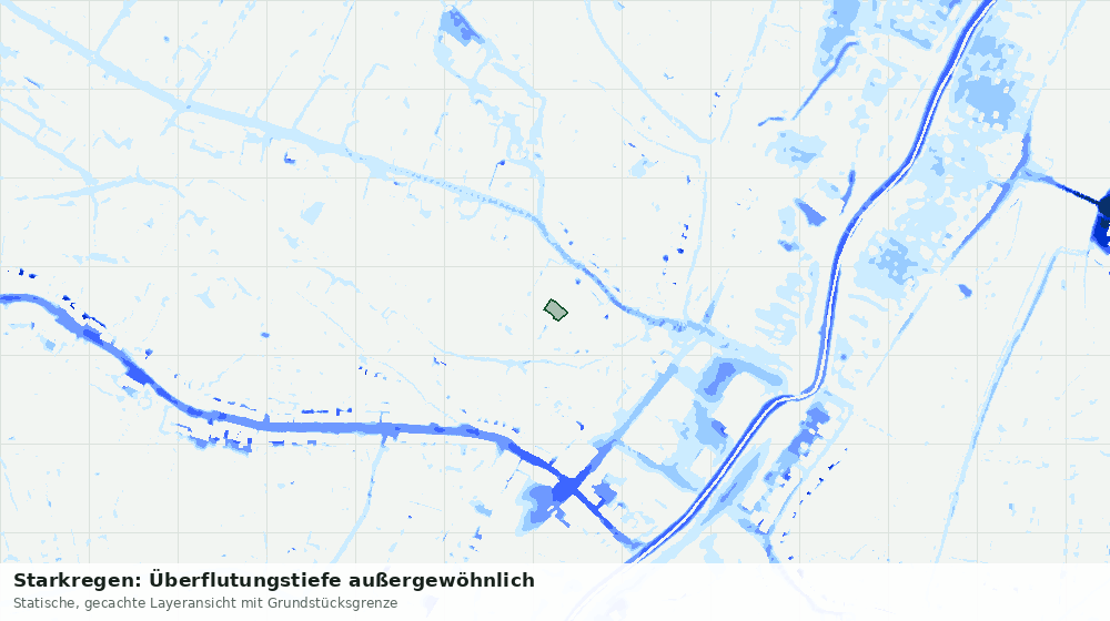Statische Kartenansicht: Starkregen: Überflutungstiefe außergewöhnlich