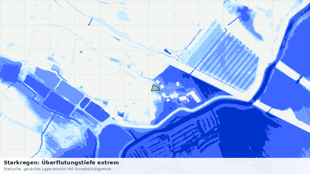 Statische Kartenansicht: Starkregen: Überflutungstiefe extrem