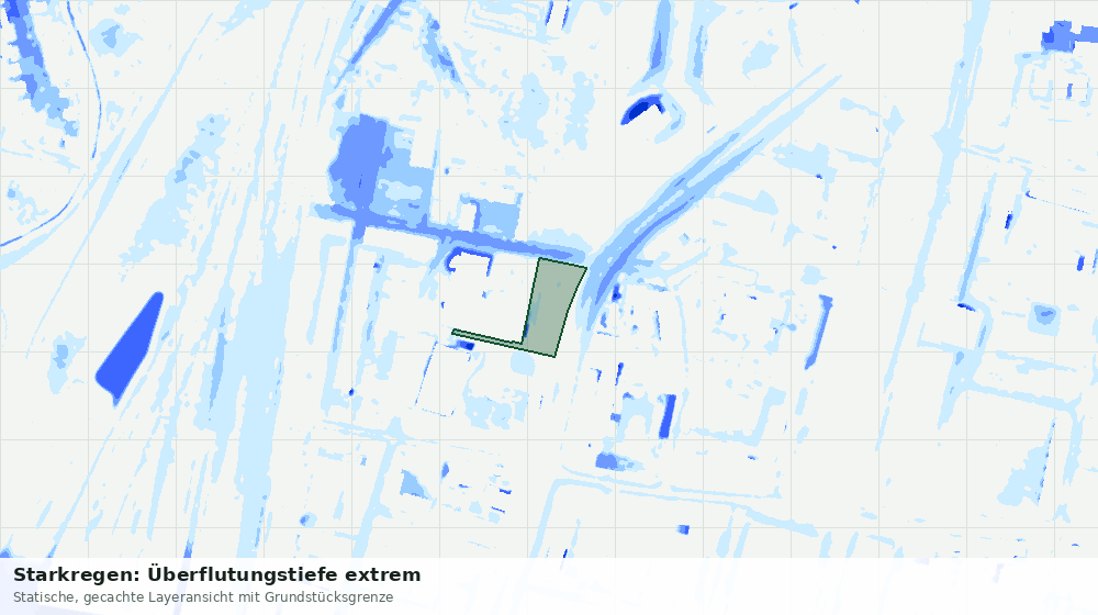 Statische Kartenansicht: Starkregen: Überflutungstiefe extrem