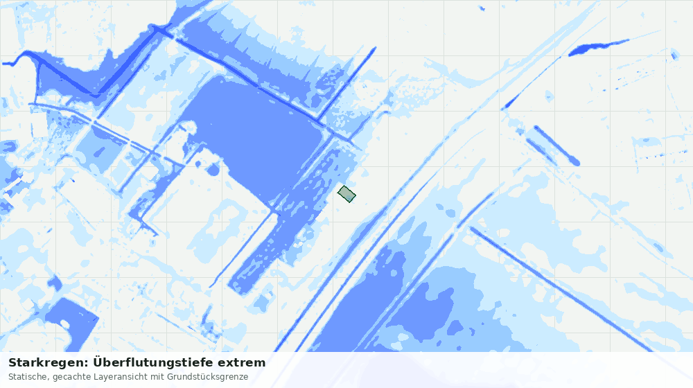 Statische Kartenansicht: Starkregen: Überflutungstiefe extrem