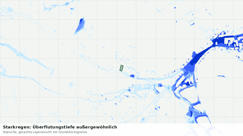 Statische Kartenansicht: Starkregen: Überflutungstiefe außergewöhnlich