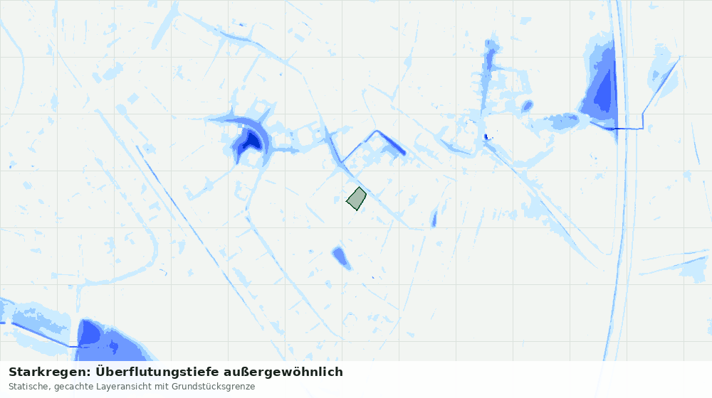 Statische Kartenansicht: Starkregen: Überflutungstiefe außergewöhnlich