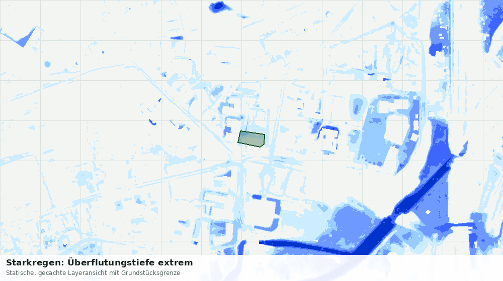 Statische Kartenansicht: Starkregen: Überflutungstiefe extrem