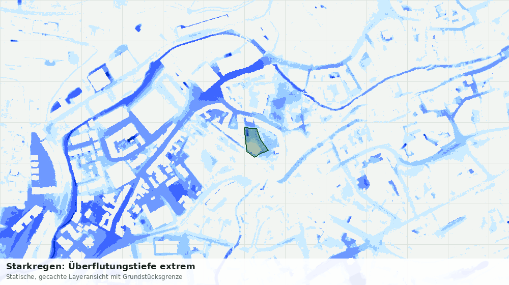 Statische Kartenansicht: Starkregen: Überflutungstiefe extrem