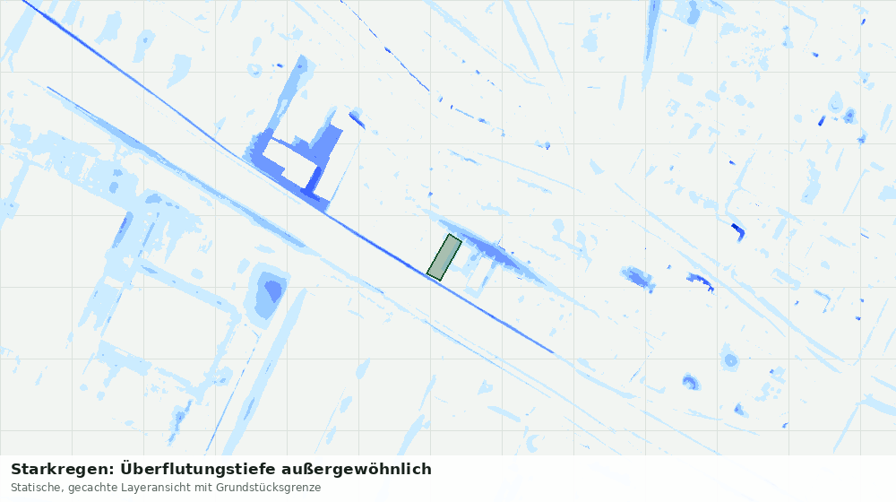 Statische Kartenansicht: Starkregen: Überflutungstiefe außergewöhnlich