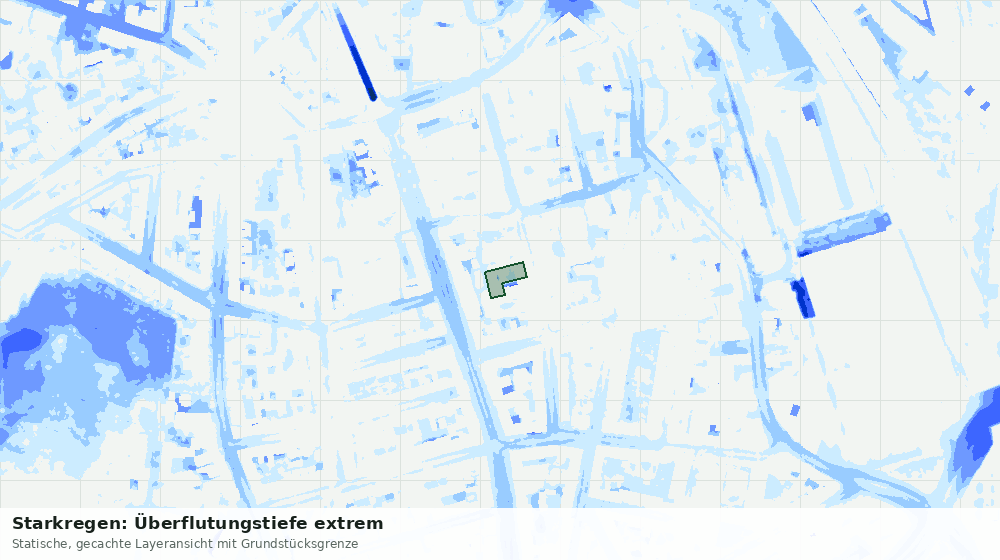 Statische Kartenansicht: Starkregen: Überflutungstiefe extrem