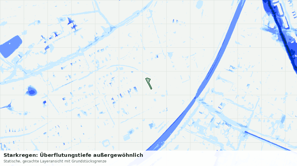Statische Kartenansicht: Starkregen: Überflutungstiefe außergewöhnlich