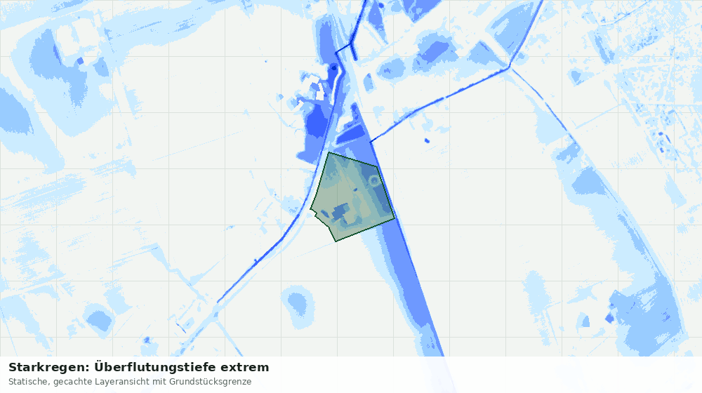Statische Kartenansicht: Starkregen: Überflutungstiefe extrem