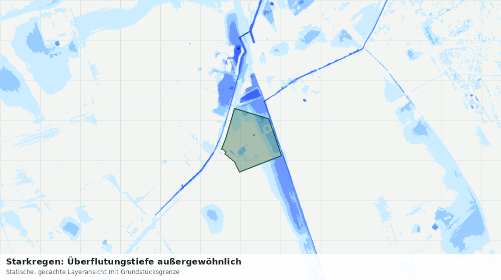 Statische Kartenansicht: Starkregen: Überflutungstiefe außergewöhnlich