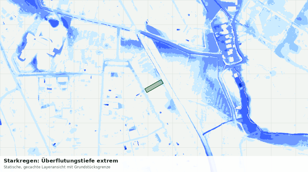 Statische Kartenansicht: Starkregen: Überflutungstiefe extrem