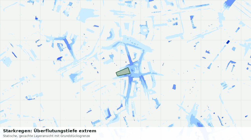Statische Kartenansicht: Starkregen: Überflutungstiefe extrem