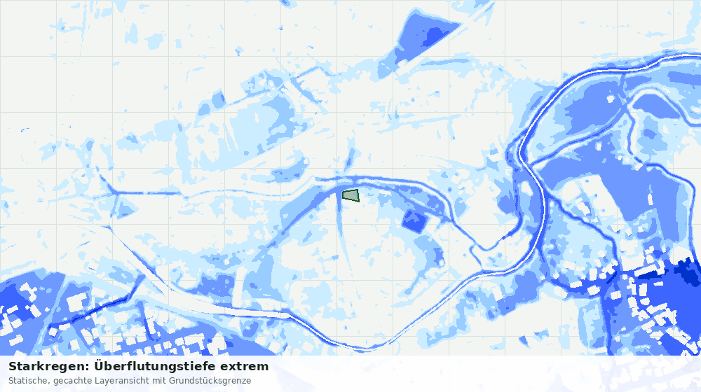 Statische Kartenansicht: Starkregen: Überflutungstiefe extrem