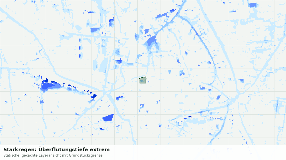 Statische Kartenansicht: Starkregen: Überflutungstiefe extrem