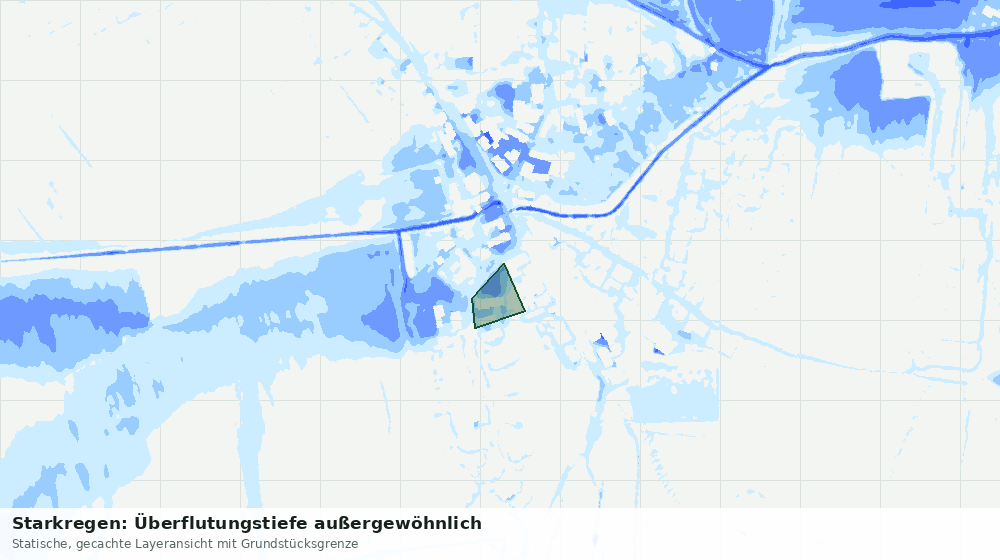 Statische Kartenansicht: Starkregen: Überflutungstiefe außergewöhnlich
