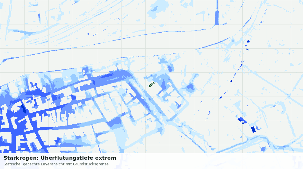 Statische Kartenansicht: Starkregen: Überflutungstiefe extrem