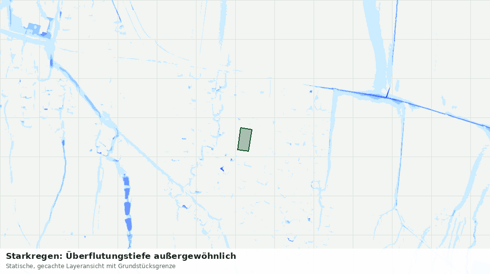 Statische Kartenansicht: Starkregen: Überflutungstiefe außergewöhnlich